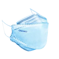 Masker Pernapasan Earloop Onemed Karet Medis UFO Biru 3D 4ply Box Isi 20pcs